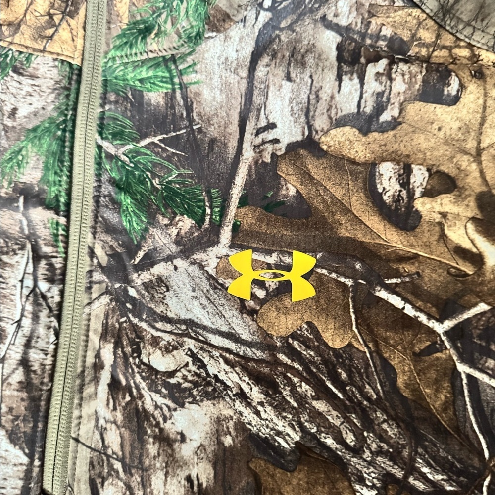 Under Armour Large Realtree Camo Quarter Zip Fleece Pullover Black Hunting AA23 - Picture 7 of 9